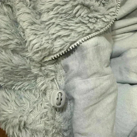 BDG Sherpa Trim Faux Fur Hooded Jacket & Coat in Teal, Small - Picture 9 of 9